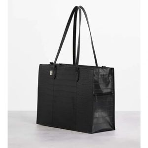 NWT Beis The Large Work Tote in Black Croc